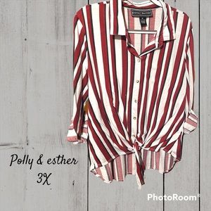 (3/$15)   Red black & white button up shirt